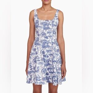 STAUD Wells Blue Toile Minidress - Sz 4